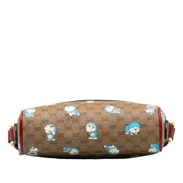 グッチ マイクロ GGスプリーム ドラえもん 斜め掛け ミニ ショルダーバッグ 647784 ブラウン ボルドー PVC レザー レディース GUCCI 【中古】