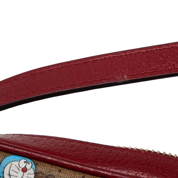 グッチ マイクロ GGスプリーム ドラえもん 斜め掛け ミニ ショルダーバッグ 647784 ブラウン ボルドー PVC レザー レディース GUCCI 【中古】