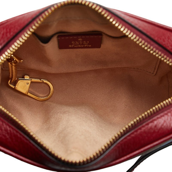 グッチ マイクロ GGスプリーム ドラえもん 斜め掛け ミニ ショルダーバッグ 647784 ブラウン ボルドー PVC レザー レディース GUCCI 【中古】