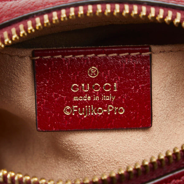 グッチ マイクロ GGスプリーム ドラえもん 斜め掛け ミニ ショルダーバッグ 647784 ブラウン ボルドー PVC レザー レディース GUCCI 【中古】