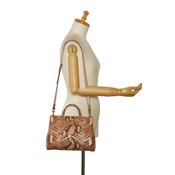 グッチ GGマーモント ハンドバッグ ショルダーバッグ2WAY 448054 ピンク パイソン レザー レディース GUCCI 【中古】