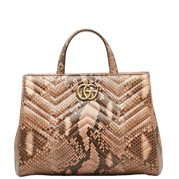 グッチ GGマーモント ハンドバッグ ショルダーバッグ2WAY 448054 ピンク パイソン レザー レディース GUCCI 【中古】