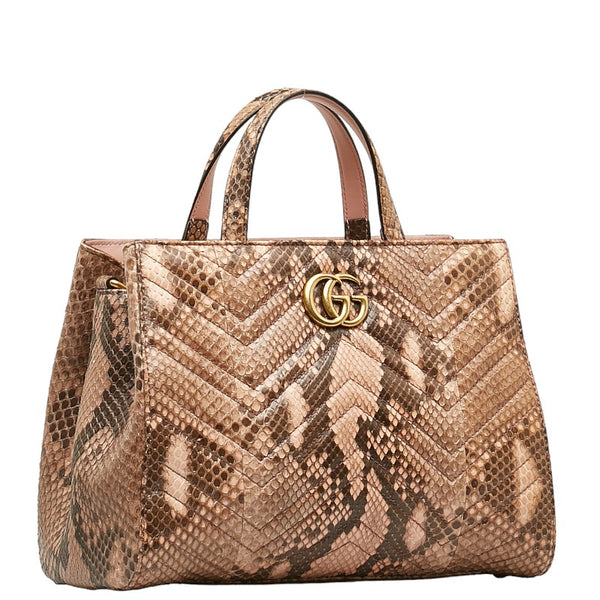 グッチ GGマーモント ハンドバッグ ショルダーバッグ2WAY 448054 ピンク パイソン レザー レディース GUCCI 【中古】