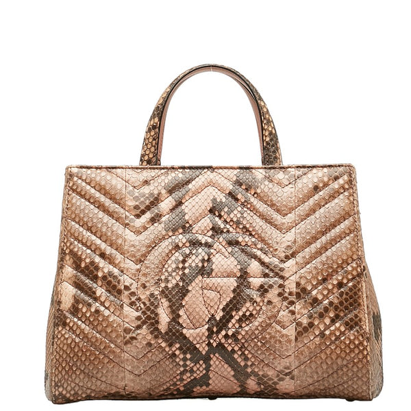 グッチ GGマーモント ハンドバッグ ショルダーバッグ2WAY 448054 ピンク パイソン レザー レディース GUCCI 【中古】