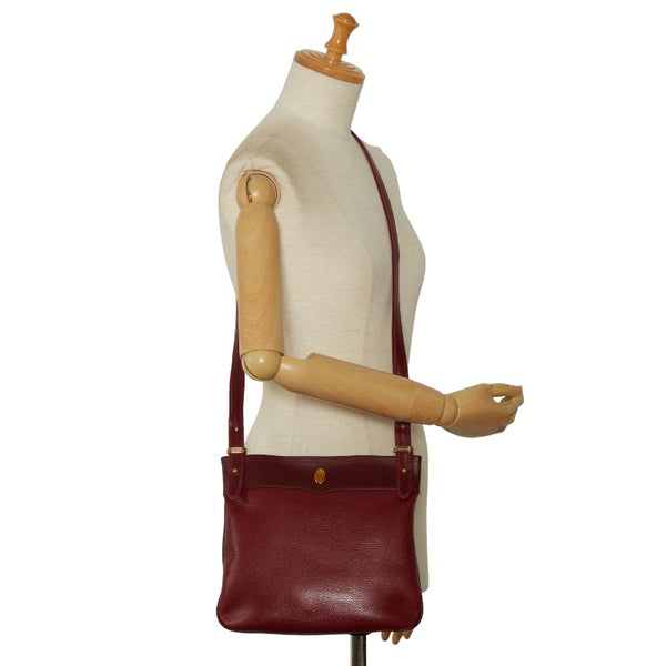 カルティエ マストライン 斜め掛け ショルダーバッグ ボルドー ワインレッド レザー レディース CARTIER 【中古】