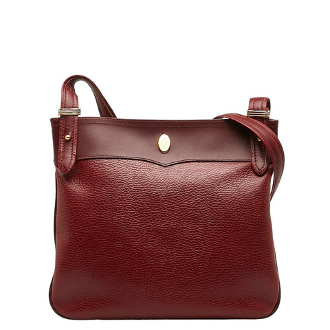 カルティエ マストライン 斜め掛け ショルダーバッグ ボルドー ワインレッド レザー レディース CARTIER 【中古】