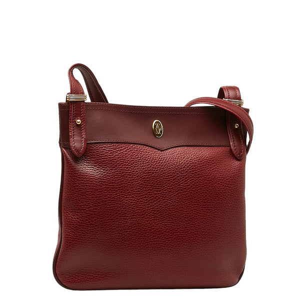 カルティエ マストライン 斜め掛け ショルダーバッグ ボルドー ワインレッド レザー レディース CARTIER 【中古】