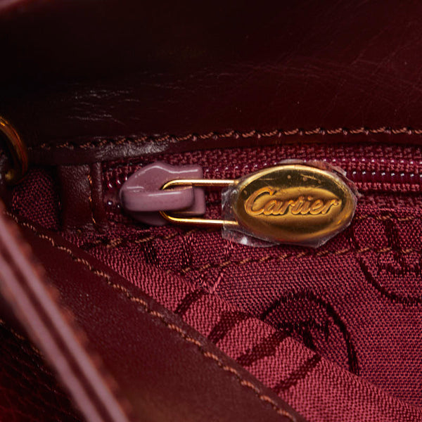 カルティエ マストライン 斜め掛け ショルダーバッグ ボルドー ワインレッド レザー レディース CARTIER 【中古】