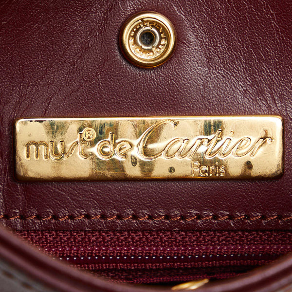 カルティエ マストライン 斜め掛け ショルダーバッグ ボルドー ワインレッド レザー レディース CARTIER 【中古】