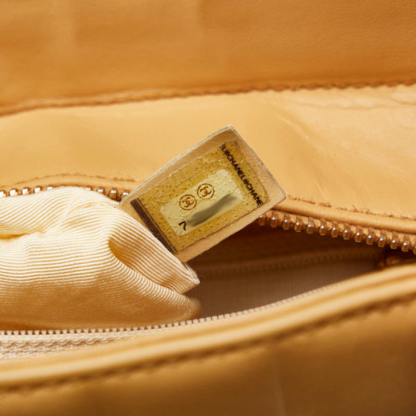 シャネル チョコバー デカココマーク トートバッグ ハンドバッグ ベージュ レザー レディース CHANEL 【中古】