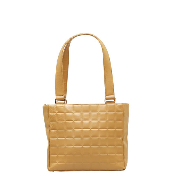 シャネル チョコバー デカココマーク トートバッグ ハンドバッグ ベージュ レザー レディース CHANEL 【中古】