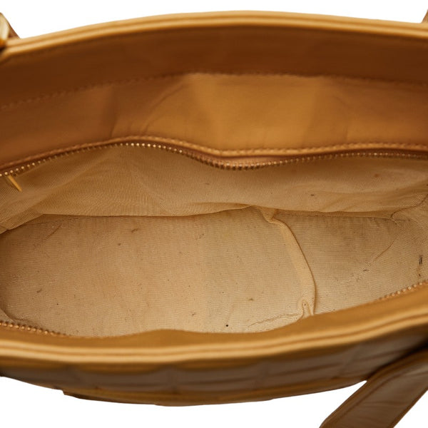 シャネル チョコバー デカココマーク トートバッグ ハンドバッグ ベージュ レザー レディース CHANEL 【中古】