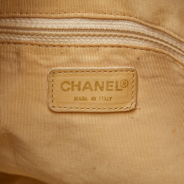 シャネル チョコバー デカココマーク トートバッグ ハンドバッグ ベージュ レザー レディース CHANEL 【中古】