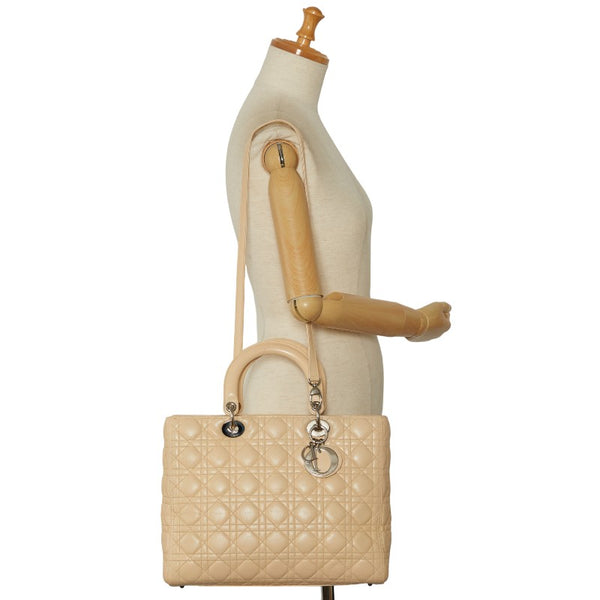 ディオール レディディオール カナージュ ハンドバッグ ショルダーバッグ 2WAY ベージュ レザー レディース Dior 【中古】
