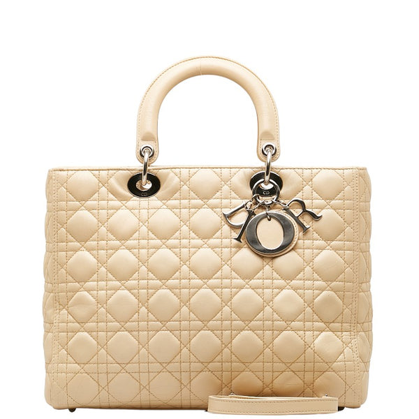 ディオール レディディオール カナージュ ハンドバッグ ショルダーバッグ 2WAY ベージュ レザー レディース Dior 【中古】