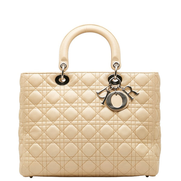 ディオール レディディオール カナージュ ハンドバッグ ショルダーバッグ 2WAY ベージュ レザー レディース Dior 【中古】