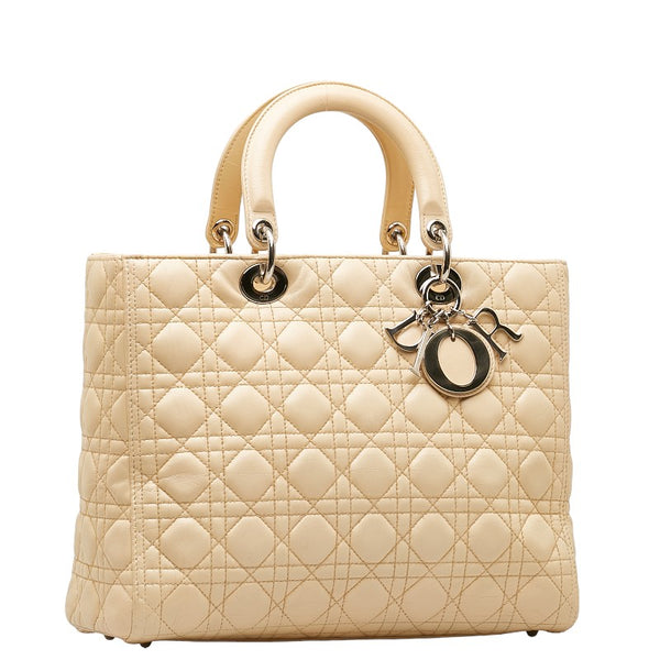 ディオール レディディオール カナージュ ハンドバッグ ショルダーバッグ 2WAY ベージュ レザー レディース Dior 【中古】