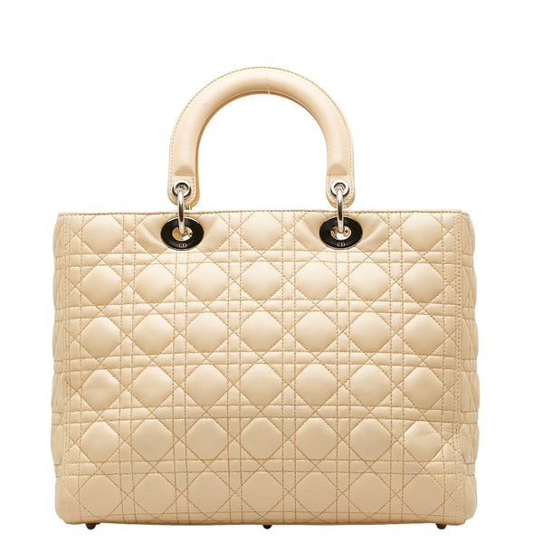 ディオール レディディオール カナージュ ハンドバッグ ショルダーバッグ 2WAY ベージュ レザー レディース Dior 【中古】