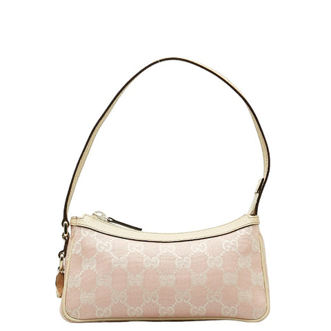 グッチ GGキャンバス ミニ ショルダーバッグ アクセサリーポーチ 154432 ピンク アイボリー キャンバス レザー レディース GUCCI 【中古】
