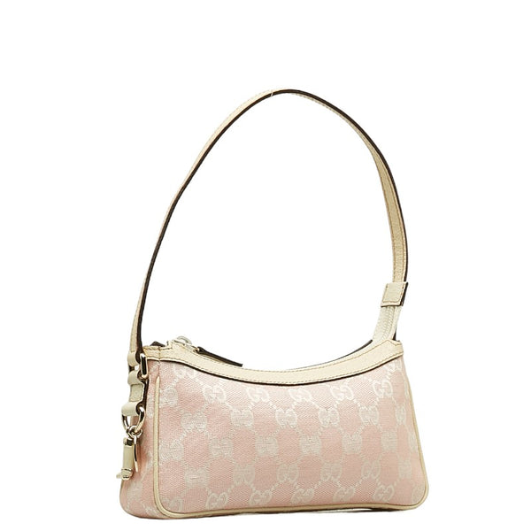 グッチ GGキャンバス ミニ ショルダーバッグ アクセサリーポーチ 154432 ピンク アイボリー キャンバス レザー レディース GUCCI 【中古】