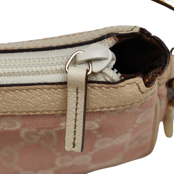 グッチ GGキャンバス ミニ ショルダーバッグ アクセサリーポーチ 154432 ピンク アイボリー キャンバス レザー レディース GUCCI 【中古】