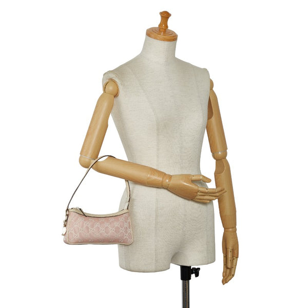 グッチ GGキャンバス ミニ ショルダーバッグ アクセサリーポーチ 154432 ピンク アイボリー キャンバス レザー レディース GUCCI 【中古】