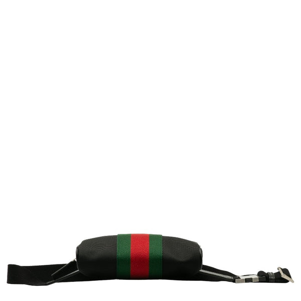 グッチ シェリーライン ボディバッグ ウエストバッグ 630919 ブラック キャンバス レザー レディース GUCCI 【中古】