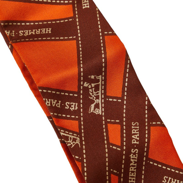 エルメス ツイリー BOLDUC ボルデュック スカーフ オレンジ ブラウン シルク レディース HERMES 【中古】