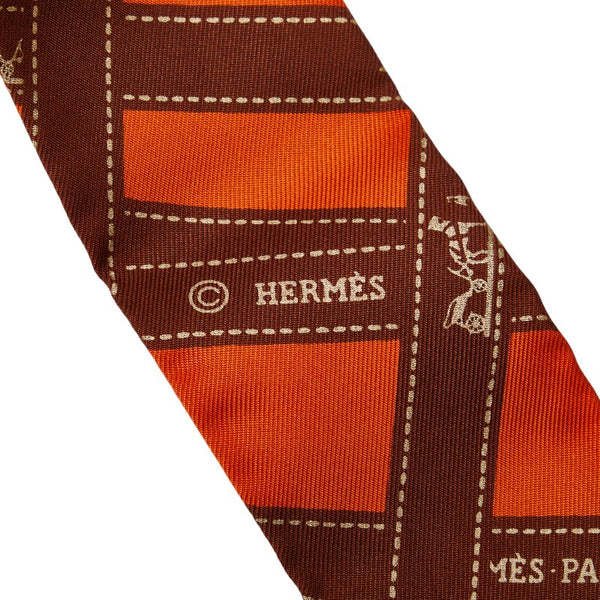 エルメス ツイリー BOLDUC ボルデュック スカーフ オレンジ ブラウン シルク レディース HERMES 【中古】