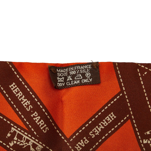 エルメス ツイリー BOLDUC ボルデュック スカーフ オレンジ ブラウン シルク レディース HERMES 【中古】
