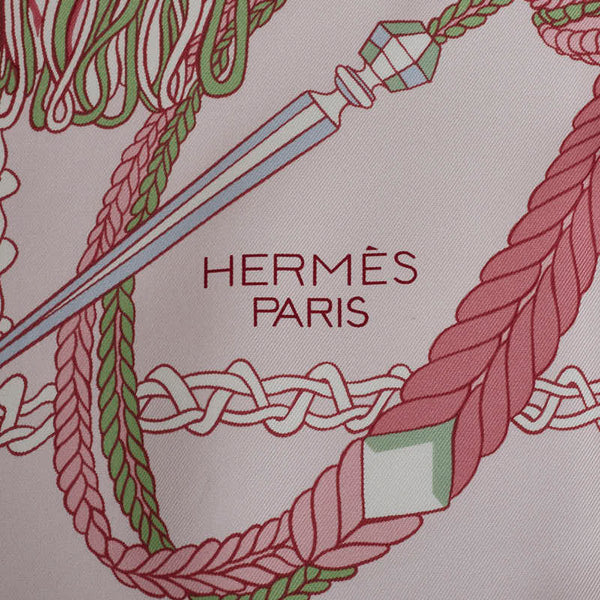 エルメス カレ90 Le Timbalier ティンパニ奏者 スカーフ ピンク マルチカラー シルク レディース HERMES 【中古】