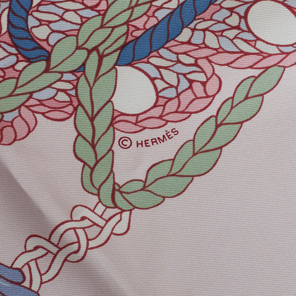エルメス カレ90 Le Timbalier ティンパニ奏者 スカーフ ピンク マルチカラー シルク レディース HERMES 【中古】