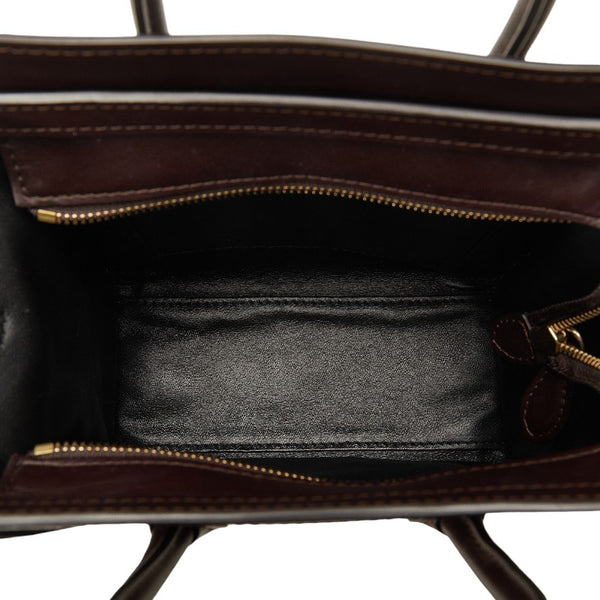 セリーヌ ラゲージ ナノショッパー ハンドバッグ ショルダーバッグ 2WAY カーキ ブラウン レザー スウェード レディース CELINE 【中古】