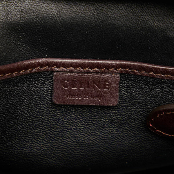 セリーヌ ラゲージ ナノショッパー ハンドバッグ ショルダーバッグ 2WAY カーキ ブラウン レザー スウェード レディース CELINE 【中古】