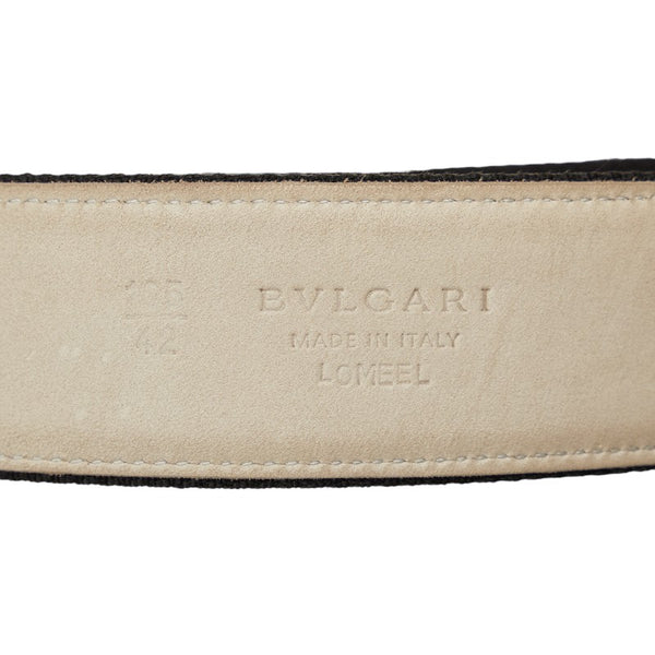 ブルガリ ロゴマニア ベルト ブラック キャンバス レザー メンズ BVLGARI 【中古】