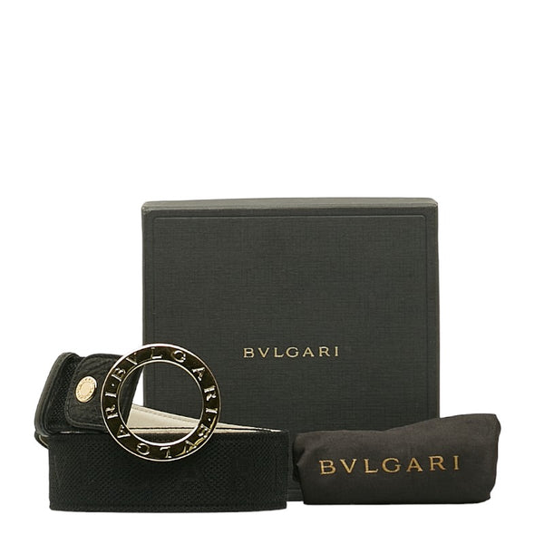 ブルガリ ロゴマニア ベルト ブラック キャンバス レザー メンズ BVLGARI 【中古】