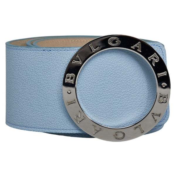 ブルガリ ビーゼロワン ベルト サイズ：80/32 ライトブルー レザー レディース BVLGARI 【中古】