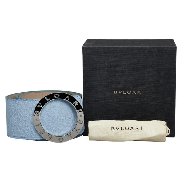 ブルガリ ビーゼロワン ベルト サイズ：80/32 ライトブルー レザー レディース BVLGARI 【中古】