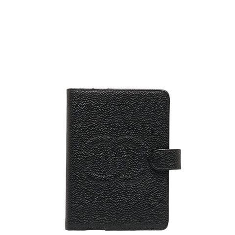 シャネル ココマーク 手帳カバー アジェンダ ブラック キャビアスキン レディース CHANEL 【中古】
