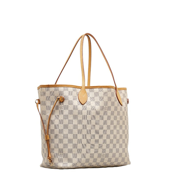 ルイ ヴィトン ダミエ アズール ネヴァーフルMM トートバッグ ショルダーバッグ N51107 ホワイト PVC レザー レディース LOUIS VUITTON 【中古】