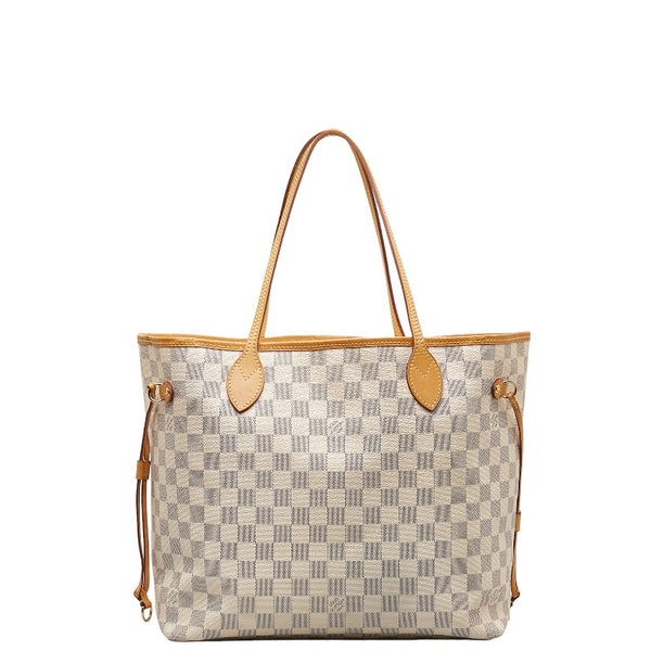 ルイ ヴィトン ダミエ アズール ネヴァーフルMM トートバッグ ショルダーバッグ N51107 ホワイト PVC レザー レディース LOUIS VUITTON 【中古】