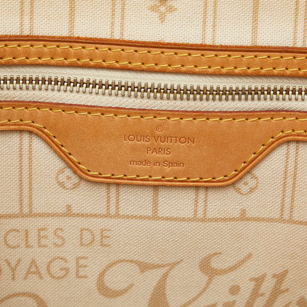 ルイ ヴィトン ダミエ アズール ネヴァーフルMM トートバッグ ショルダーバッグ N51107 ホワイト PVC レザー レディース LOUIS VUITTON 【中古】