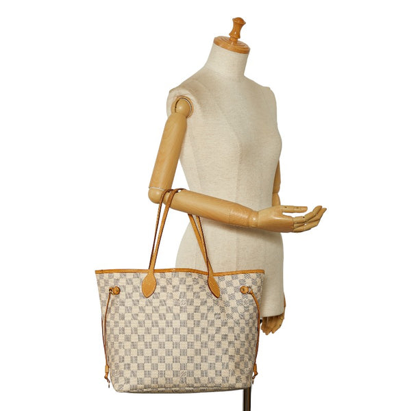 ルイ ヴィトン ダミエ アズール ネヴァーフルMM トートバッグ ショルダーバッグ N51107 ホワイト PVC レザー レディース LOUIS VUITTON 【中古】