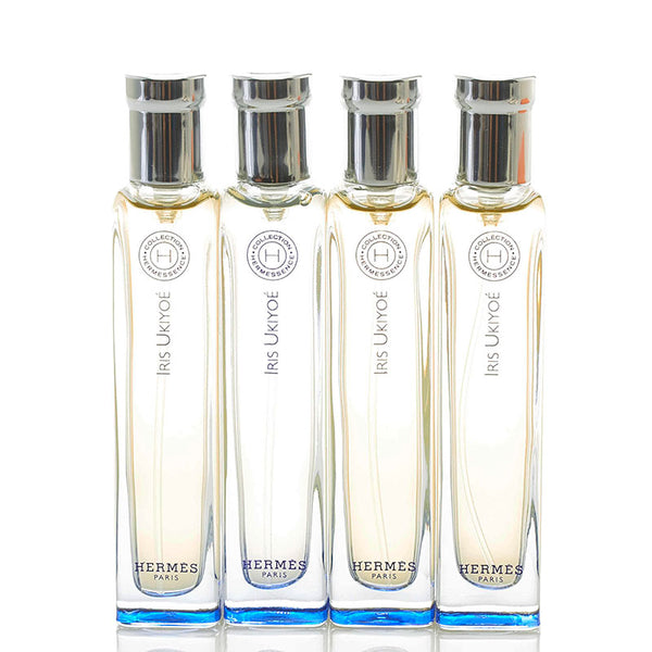 エルメス オードトワレ イリス ウキヨエ IRIS UKIYOE 香水 15ml×4セット クリア ブルー ガラス レディース HERMES 【中古】