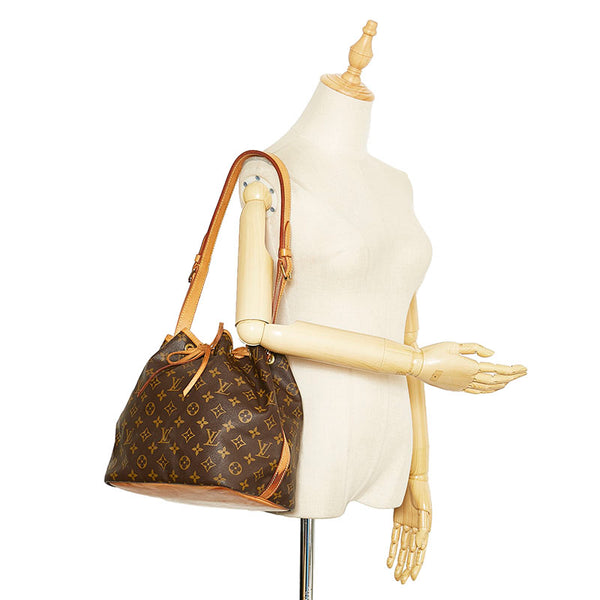 ルイ ヴィトン モノグラム プチ ノエ ショルダーバッグ M42226 ブラウン PVC レザー レディース LOUIS VUITTON 【中古】