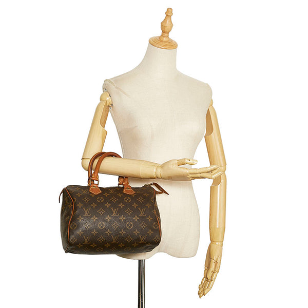 ルイ ヴィトン モノグラム スピーディ25 ハンドバッグ M41528 ブラウン PVC レザー レディース LOUIS VUITTON 【中古】
