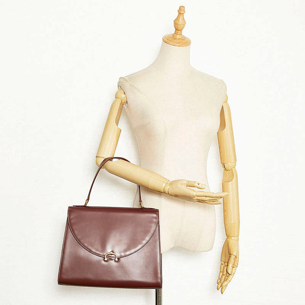 カルティエ マストライン ハンドバッグ ボルドー レザー レディース CARTIER 【中古】