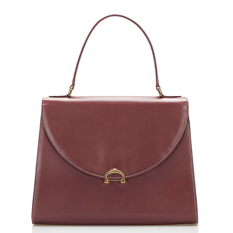 カルティエ マストライン ハンドバッグ ボルドー レザー レディース CARTIER 【中古】