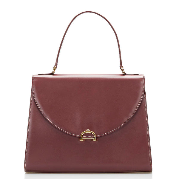カルティエ マストライン ハンドバッグ ボルドー レザー レディース CARTIER 【中古】