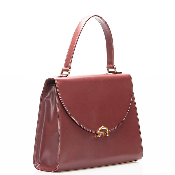 カルティエ マストライン ハンドバッグ ボルドー レザー レディース CARTIER 【中古】
